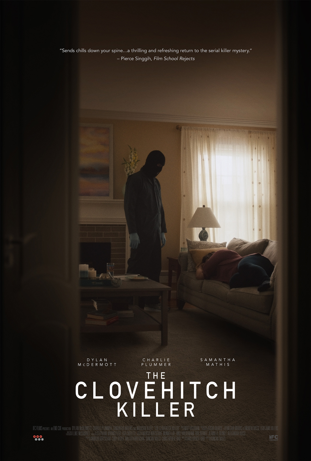 The Clovehitch Killer film poster, it shows a masked man standing in a room